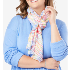 Woman Within Clothing Woman Within Lightweight Scarf - White Multi Plaid