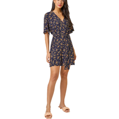 Ditsy Floral Print Playsuit - Navy