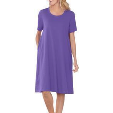 Woman Within Short-Sleeve Crewneck Tee Dress Plus Size - Petal Purple