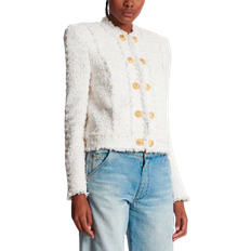 Balmain Jackets Balmain Tweed Single-Breasted Button Blazer - White