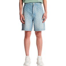 Balmain Monogram Print Denim Shorts - Blue