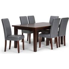 Polyester Tables Simpli Home Acadian Transitional 7 Dining Set 2