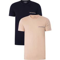 Emporio Armani Beige Tops Emporio Armani Two-Pack Stretch-Cotton Jersey T-Shirts