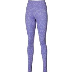 Mizuno womens printed tights bottoms pants trousers purple sports running gym