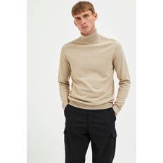 Beige - Herre - Polotrøjer Sweatere Selected Long-sleeved Turtleneck