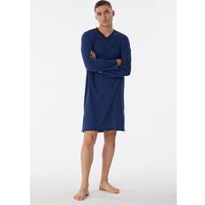 Bomull - Herre Nattkjoler Schiesser Herren Langarm-Nightwear Nachthemd, Navy