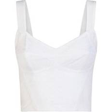 Elastaan/Lycra/Spandex Corsetten Dolce & Gabbana Shaper Corset Bustier In Lace Jacquard White Satin