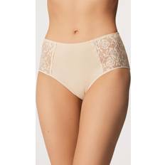 5XL - Bomull Trosor Teyli Women's Knickers High Waisted Briefs Cotton Floral Lace Full Comfort Breathable Stretchy Panties - Beige