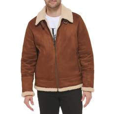 Leather Jackets Calvin Klein Men's B-3 Faux Shearling Jacket, Cognac