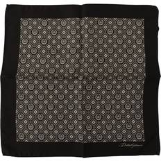 Dolce & Gabbana Men Scarfs Dolce & Gabbana Black Patterned DG Logo Square Handkerchief Scarf