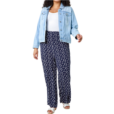 Roman Curve Spot Print Wide Leg Trousers - Navy