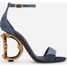 Denim Sandalen met hak Dolce & Gabbana Patchwork Denim Sandals With Baroque Dg Heel Denim Denim