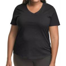 Cotton Jersey Short Sleeve V-Neck T-shirt - Black