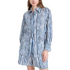 Vince Painterly Stripe Oversized Shirt - Coastal Blue