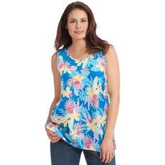 Woman Within Women Tank Tops Woman Within Plus Perfect Printed Scoopneck Tank in Bright Cobalt Multi Pretty Tropicana Size 42/44 Top