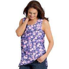 Woman Within Women Tank Tops Woman Within Plus Perfect Printed Scoopneck Tank in Soft Iris Blossom Vine Size 42/44 Top