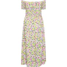 Plus size ladies clothes Yours Curve Plus Size Floral Print Shirred Maxi Dress - White