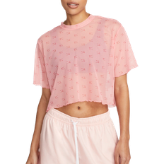 Nike XS Blouses Nike Air Women's Printed Mesh Short-Sleeve Crop Top - Coral Chalk