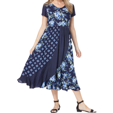 Woman Within Long Dresses Woman Within Mixed Print Maxi Dress Plus Size - Navy Pretty Rose