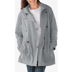 Woman Within Outerwear Woman Within Fleece Lined Taslon Anorak - Gunmetal