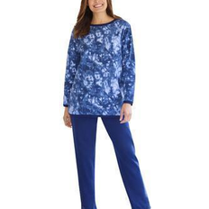 Woman Within Women Jumpsuits & Overalls Woman Within Fleece Sweatshirt Set - Evening Blue Tie Dye