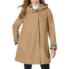 Jessica London Rain Clothes Jessica London Reversible A-Line Raincoat - Soft Camel Graphic Houndstooth