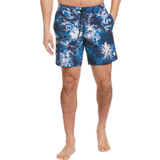 Moisture Wicking Swimwear Cubavera Palm Print 7" Swim Short - Dress Blues