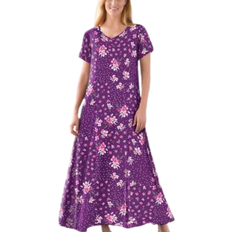 Woman Within Dresses Woman Within Short-Sleeve Crinkle Dress Plus Size - Plum Purple Patch Floral