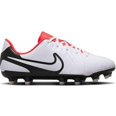 White Football Shoes Nike Jr. Tiempo Legend 10 Club MG - White/Bright Crimson/Black