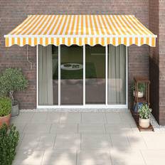 Tendalini vidaXL Tenda Retrattile Gialla E Bianca 3 x 2.5 m Tessuto E Alluminio Arredo Giardino Brico Giardino Animali