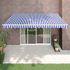Tendalini vidaXL Tenda Sole Retrattile Blu E Bianca 4.5x3 m Arredo Giardino