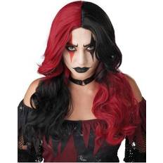 Red Long Wigs California Costumes Jester Harley Quinn Inspired Adult Wig