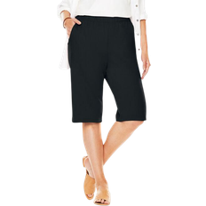 Woman Within Shorts Woman Within 7-Day Knit Bermuda Shorts - Black