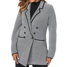 Jessica London Blazers Jessica London Women's Double-Breasted Sweater Blazer - Black/Ivory