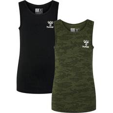 Schwarz Tanktops Hummel Kid's Nolan Tank Top 2-pack - Olive Night