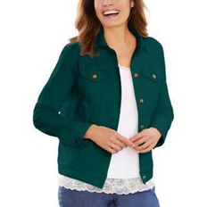 Woman Within Outerwear Woman Within Stretch Denim Jacket - Emerald Green