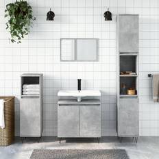 Brown Wall Bathroom Cabinets vidaXL Badschrank Betongrau 58 x 33 x 60 cm