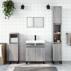 White Oak Wall Bathroom Cabinets vidaXL Grey Sonoma Bathroom Cabinet 58 x 33 x 60 cm