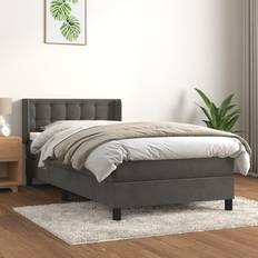 90cm Letti Continentali vidaXL Giroletto A Molle Con Materasso Grigio Scuro 90x190 cm Vellutocod Mxl 74565 Letto Continentale