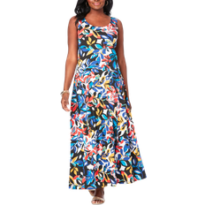 Jessica London Dresses Jessica London Women's Flared Tank Dress - Multi Graphic Leaves