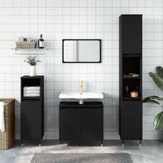 Muebles de Baño vidaXL Armario De Baño Madera De Ingeniería Negro 58x33x60 cm