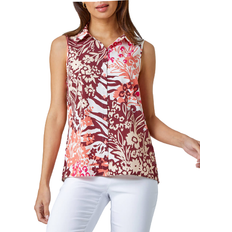 Pink Blouses Roman Sleeveless Floral Print Blouse - Pink