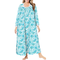 Green - Women Nightgowns Long 2-Piece Cabbage-Rose Peignoir Set - Green Floral