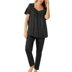 3XL Pajamas Silky 2-Piece PJ Set - Black