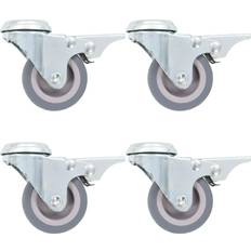 Bolt Hole Swivel Casters with Double Brakes 4 pcs 50 mm