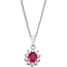 Safir vedhæng Siersbøl Sølv vedhæng m. zirkonia og synt. pink safir incl. kæde