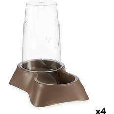 Mascow Brown Polypropylene Pet Feeding Dish Dispenser 3.5L Set of 4