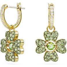 Swarovski Earrings Idyllia drop earrings, Clover, Gold-tone plated green Earrings for ladies