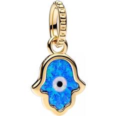 Pandora Gold Plated Charms & Pendants Pandora Hamsa Hand Dangle Charm - Gold/Blue