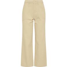 LTS Twill Wide Leg Cropped Trousers - Cream